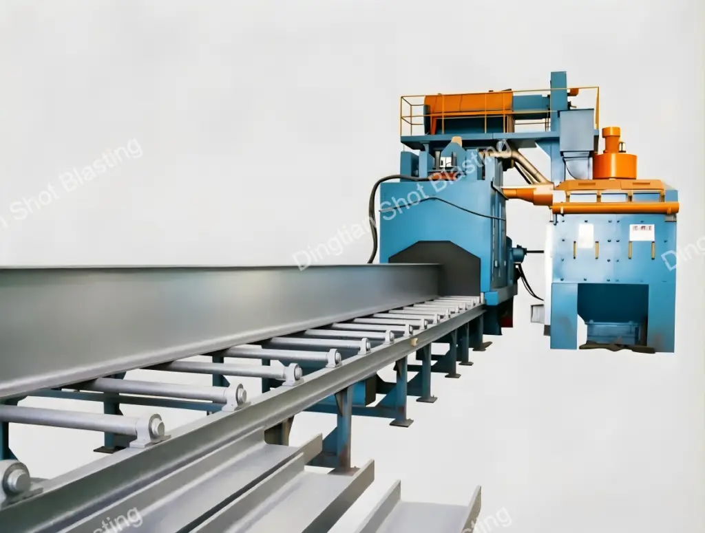 H-beam and section steel roller conveyor through-type shot blasting machine