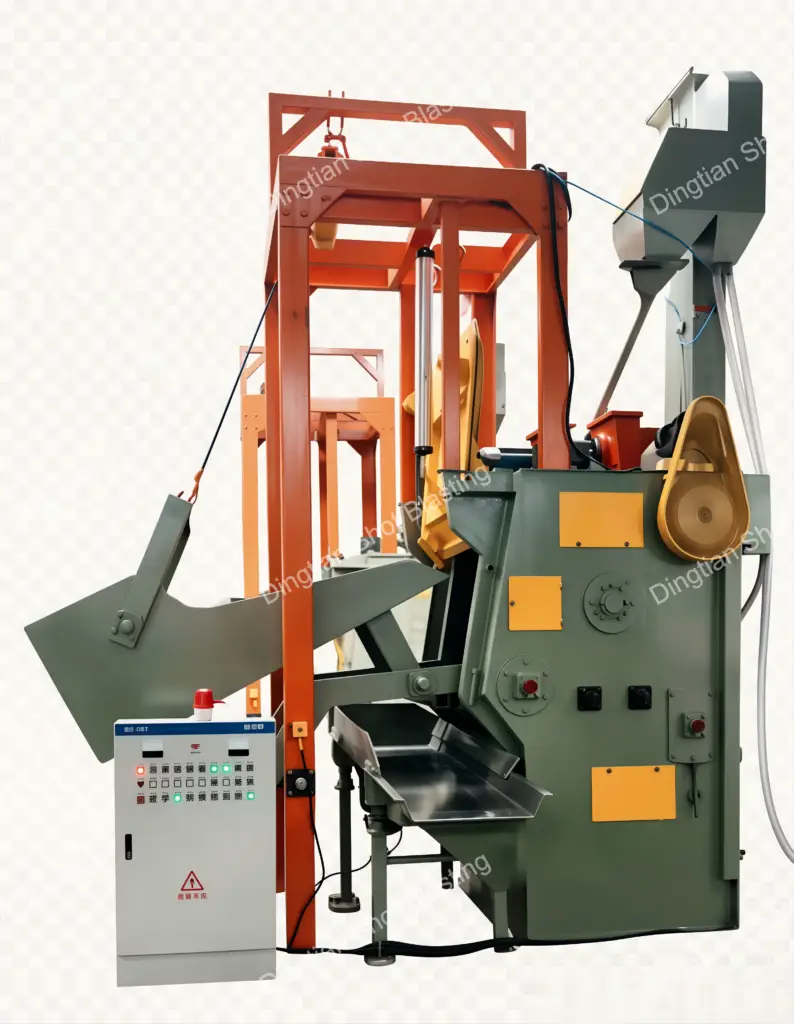 Q32 series rubber crawler tumble blast machine product render