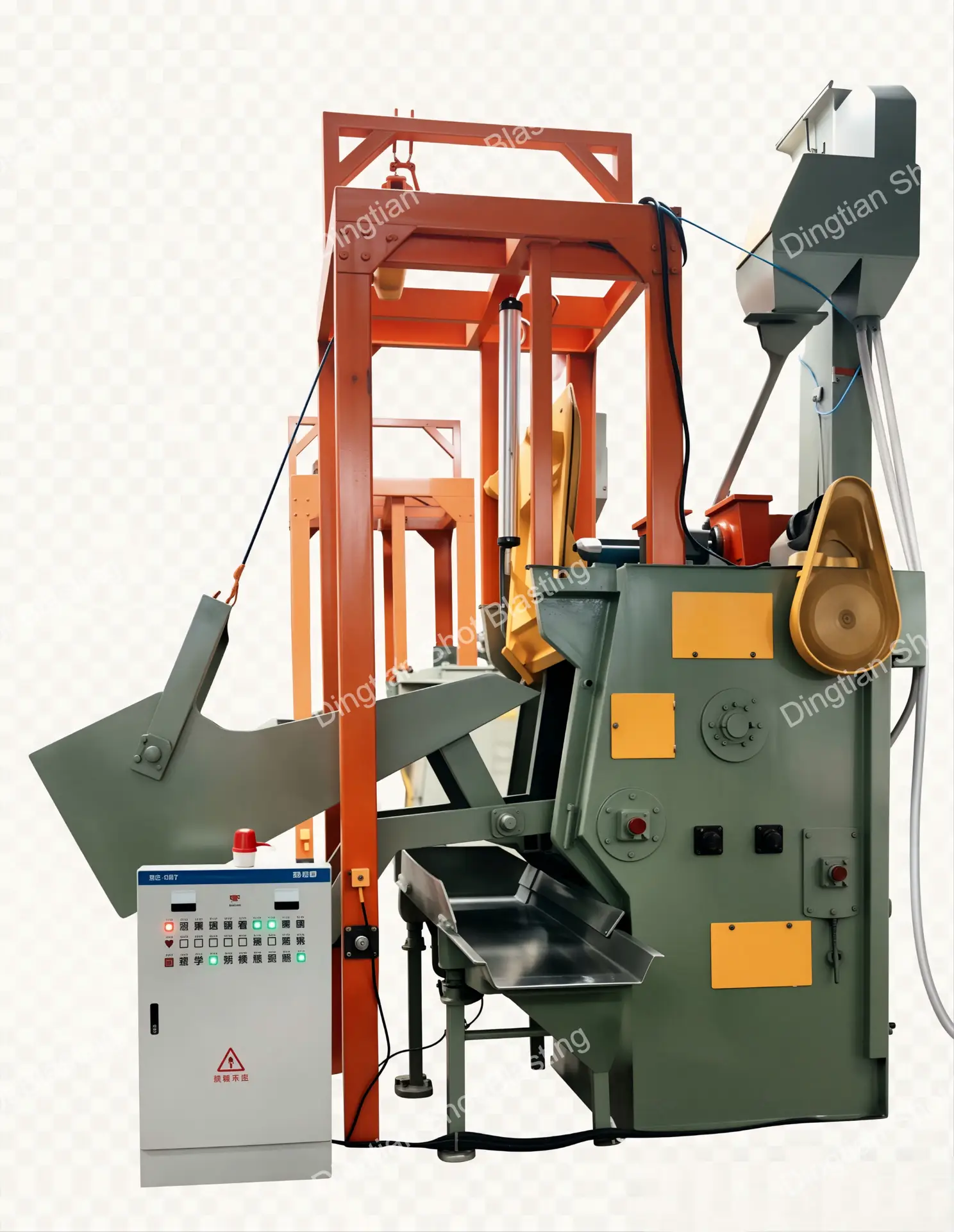 Q32 series rubber crawler tumble blast machine product render