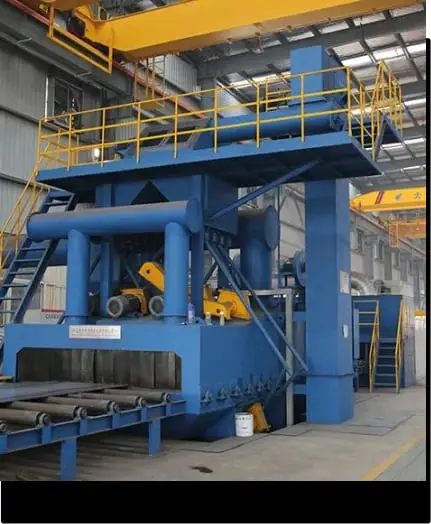 Máquina de granallado continuo Dingtian colocada debajo de la grúa del taller.